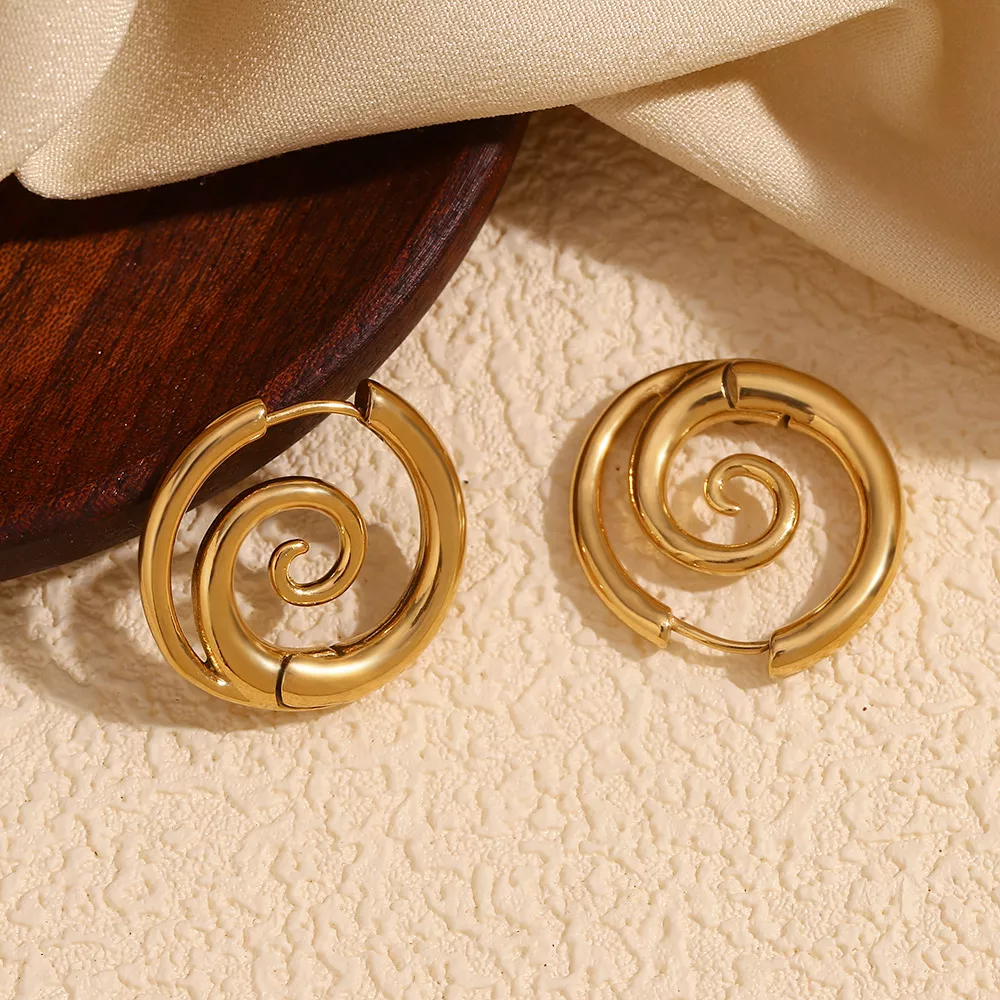 Stainless Steel Spiral Hoop Earrings, image 8