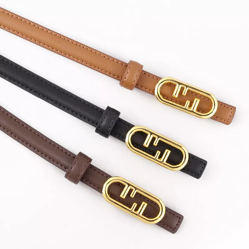 Buckle Leather Skinny Belt, image 2
