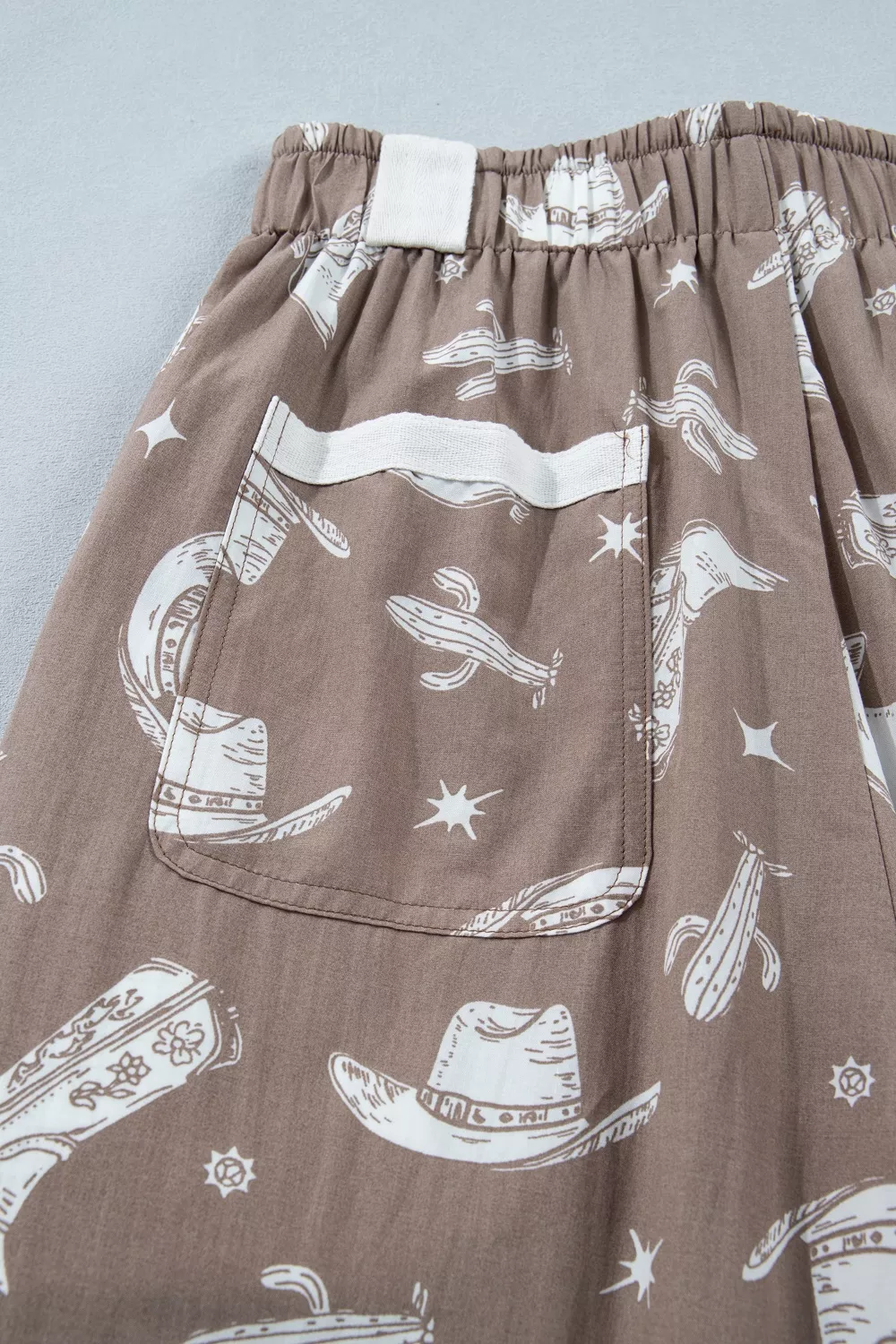 Western Cactus Cowgirl Hat Boot Printed Vintage Drawstring Jogger Pants, image 10