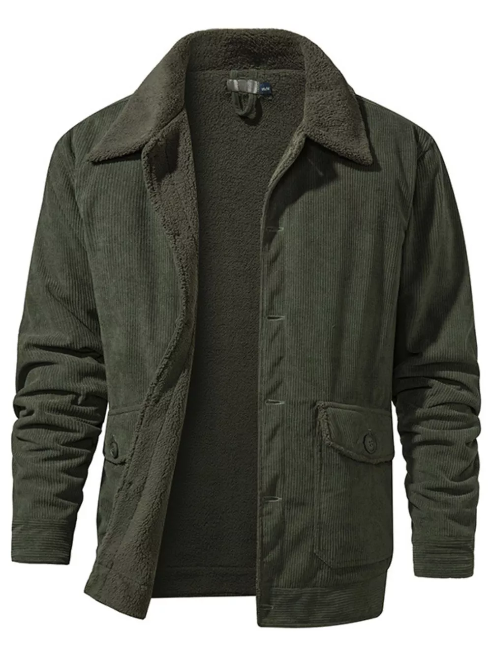 Men's Corduroy Sherpa Lined Button-Up Jacket, image 11