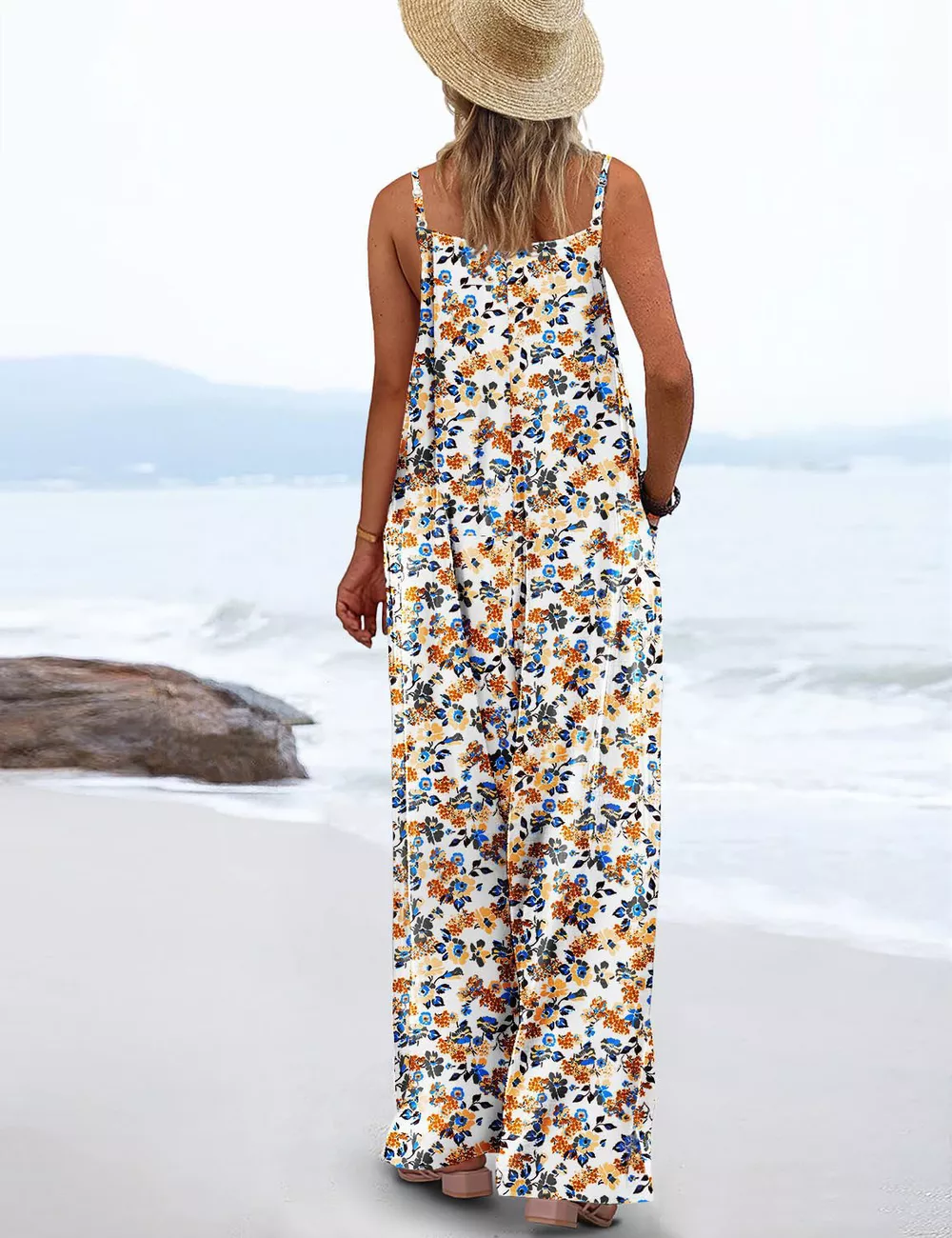 Full Size Floral Print Wide Leg Casual Jumpsuit Plus Size, image 13