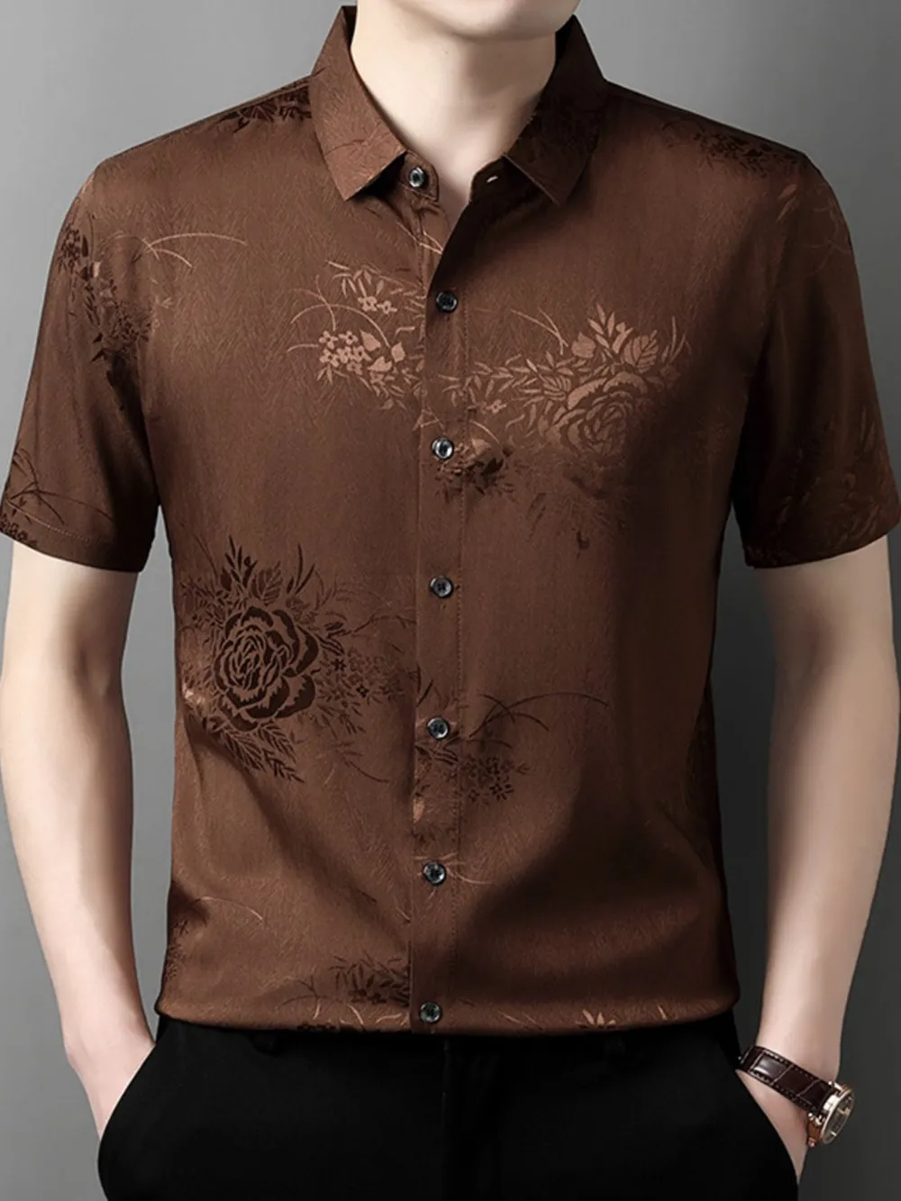 Men's Button Up Short Sleeve Shirt, image 3