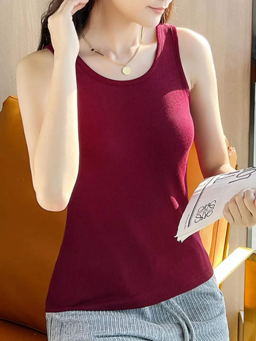 Round Neck Wide Strap Tank, image 19