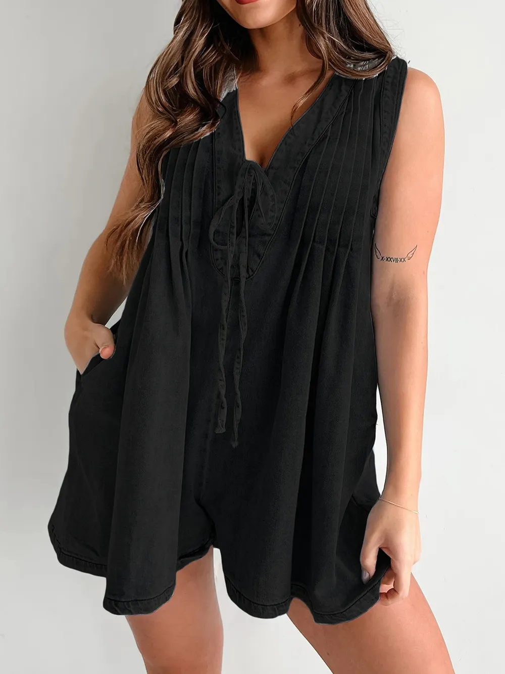 Tied Romper with Pockets, image 20