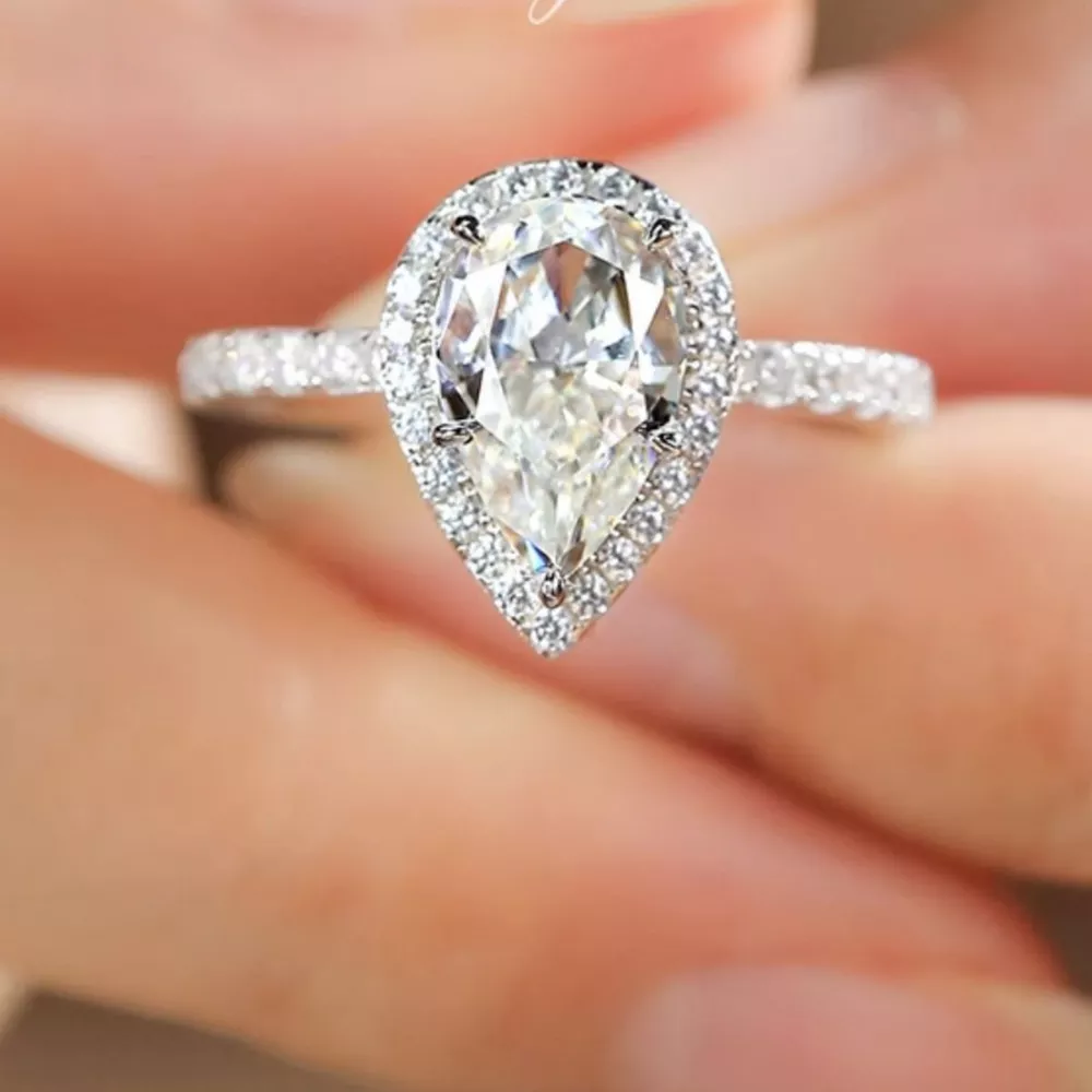 4 Carat 925 Sterling Silver Moissanite Teardrop Ring, image 7