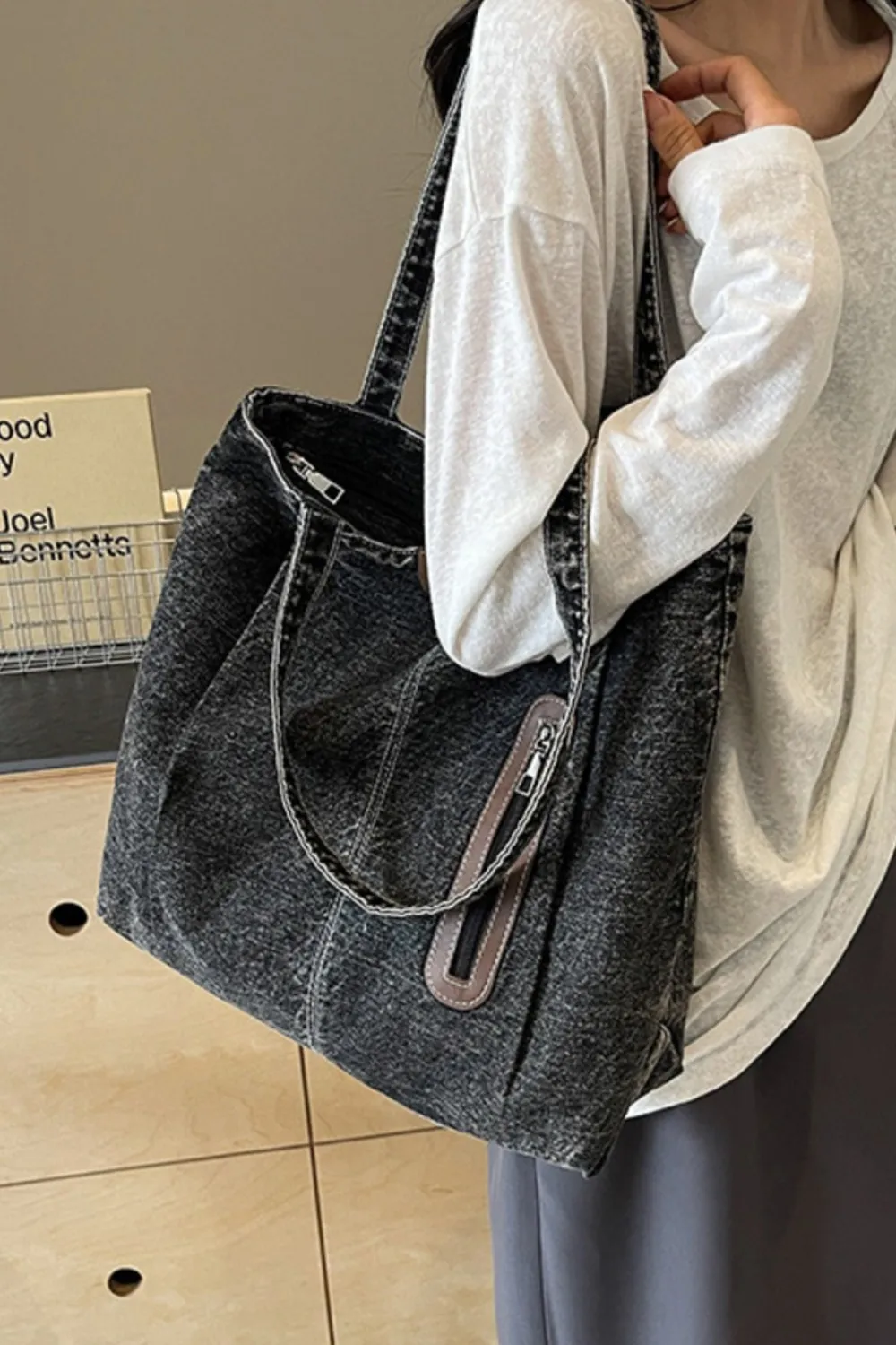 Medium Denim Tote Bag, image 17