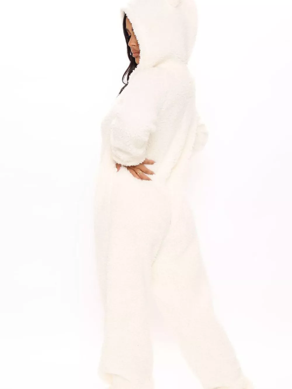 Full Size Fleece Zip-Up Hooded Jumpsuit Plus Size, image 2