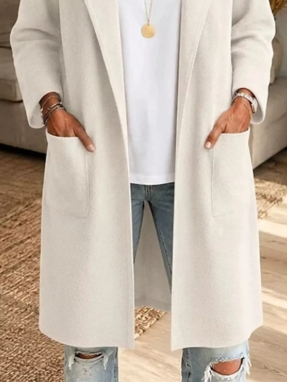Full Size Open-Front Longline Knit Outerwear Plus Size, image 5