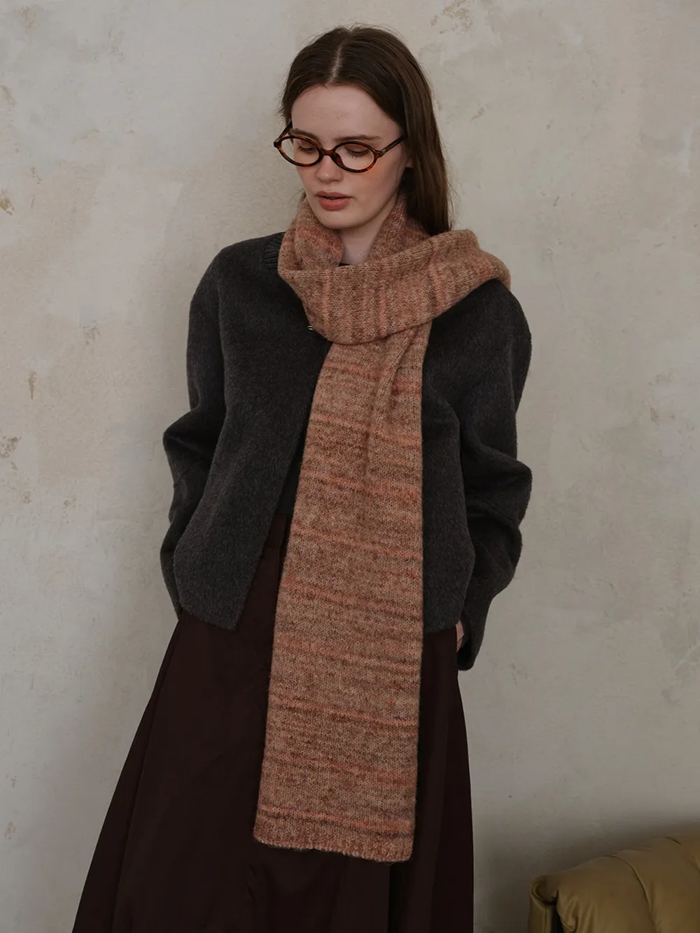 Striped Detail Knit Scarf, image 3