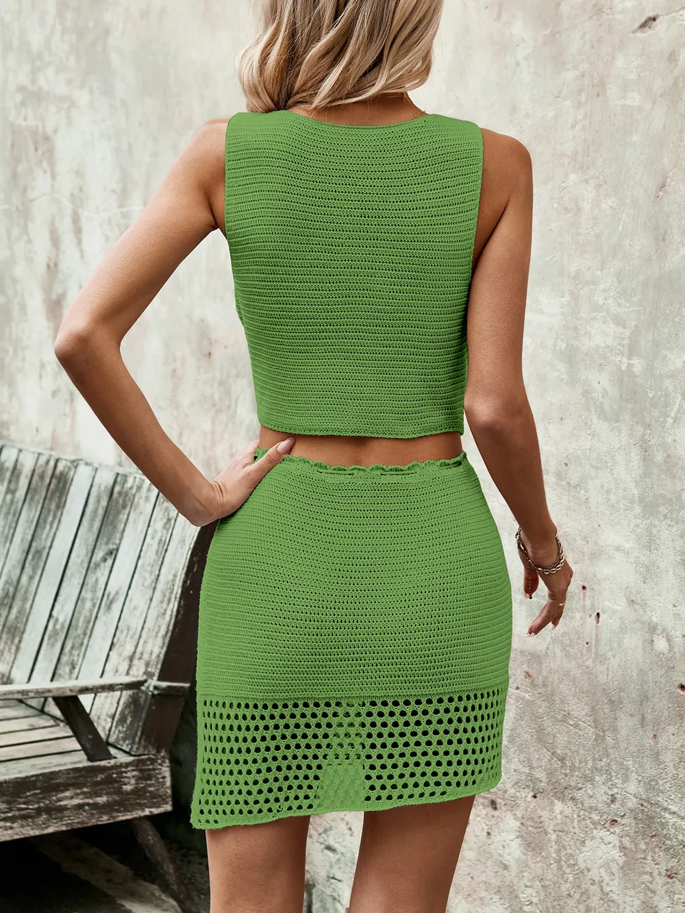 Button Up Sleeveless Top and Drawstring Skirt Set, image 27