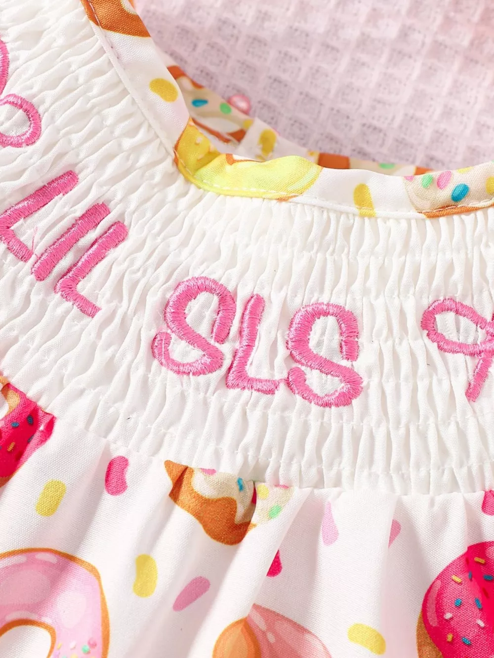 Children's Printed Smocked One-Piece with Headband, image 7