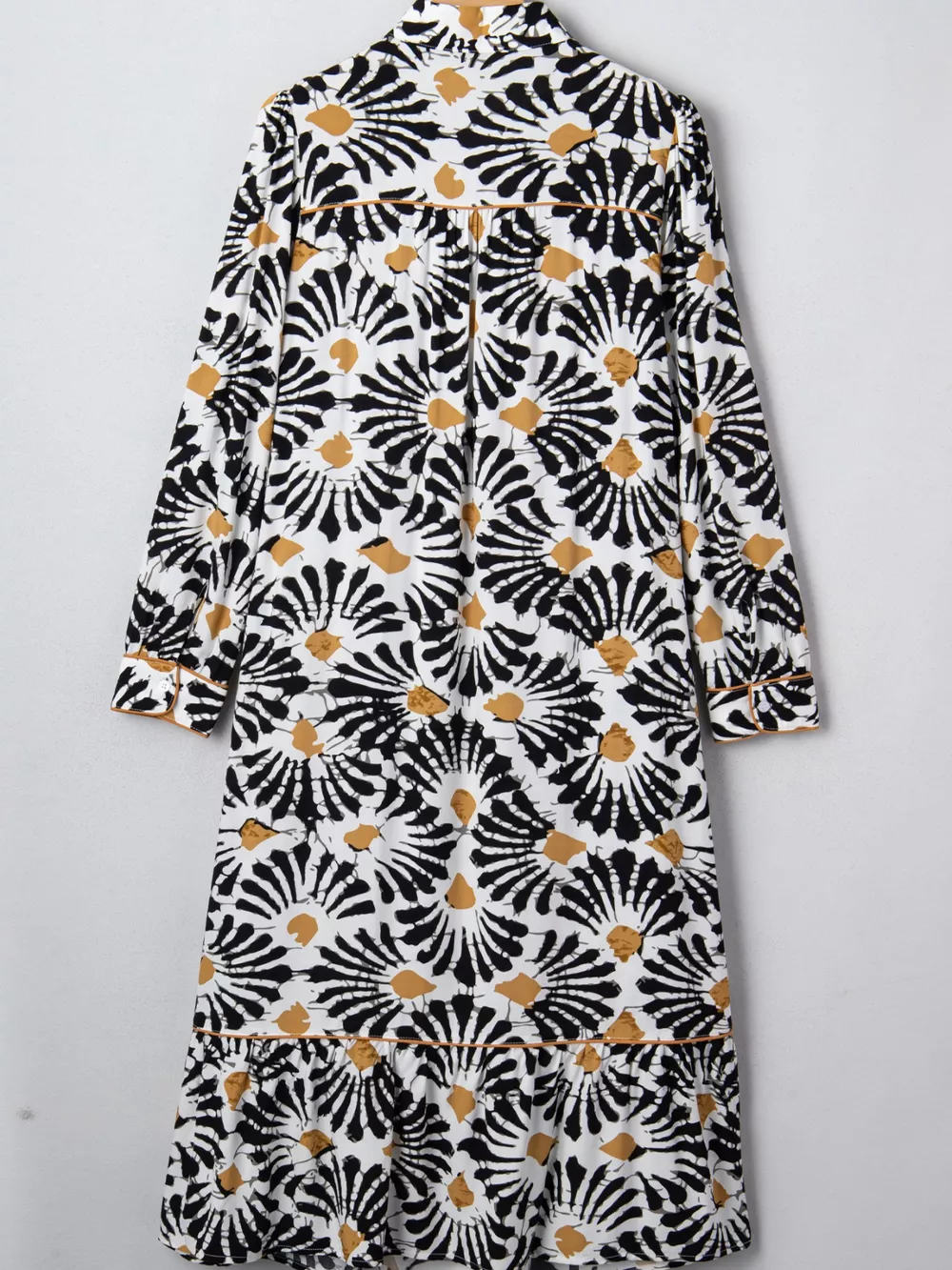 Abstract Floral Print Split Notched Dress, image 10