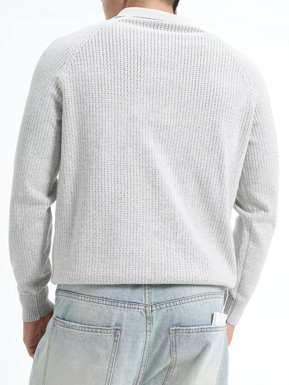 Men's Plus Size Textured Polo Collar Knit Top, image 7