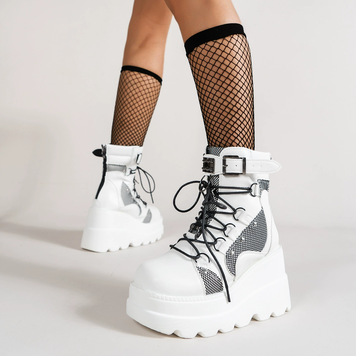 Lace Up Platform Wedge Boots, image 3
