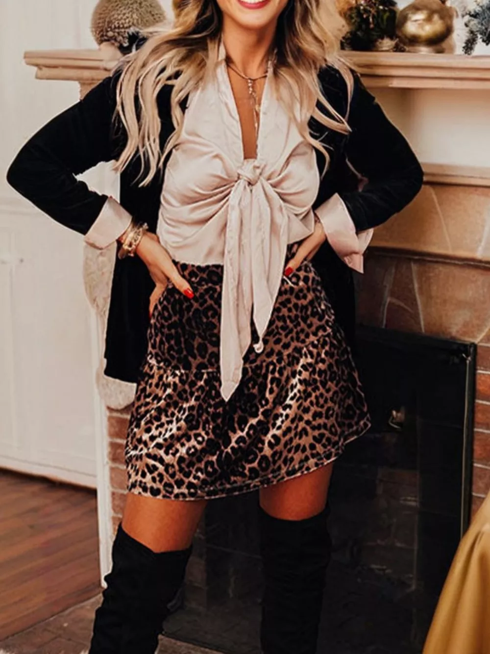 Leopard Tiered Mini Skirt, image 2