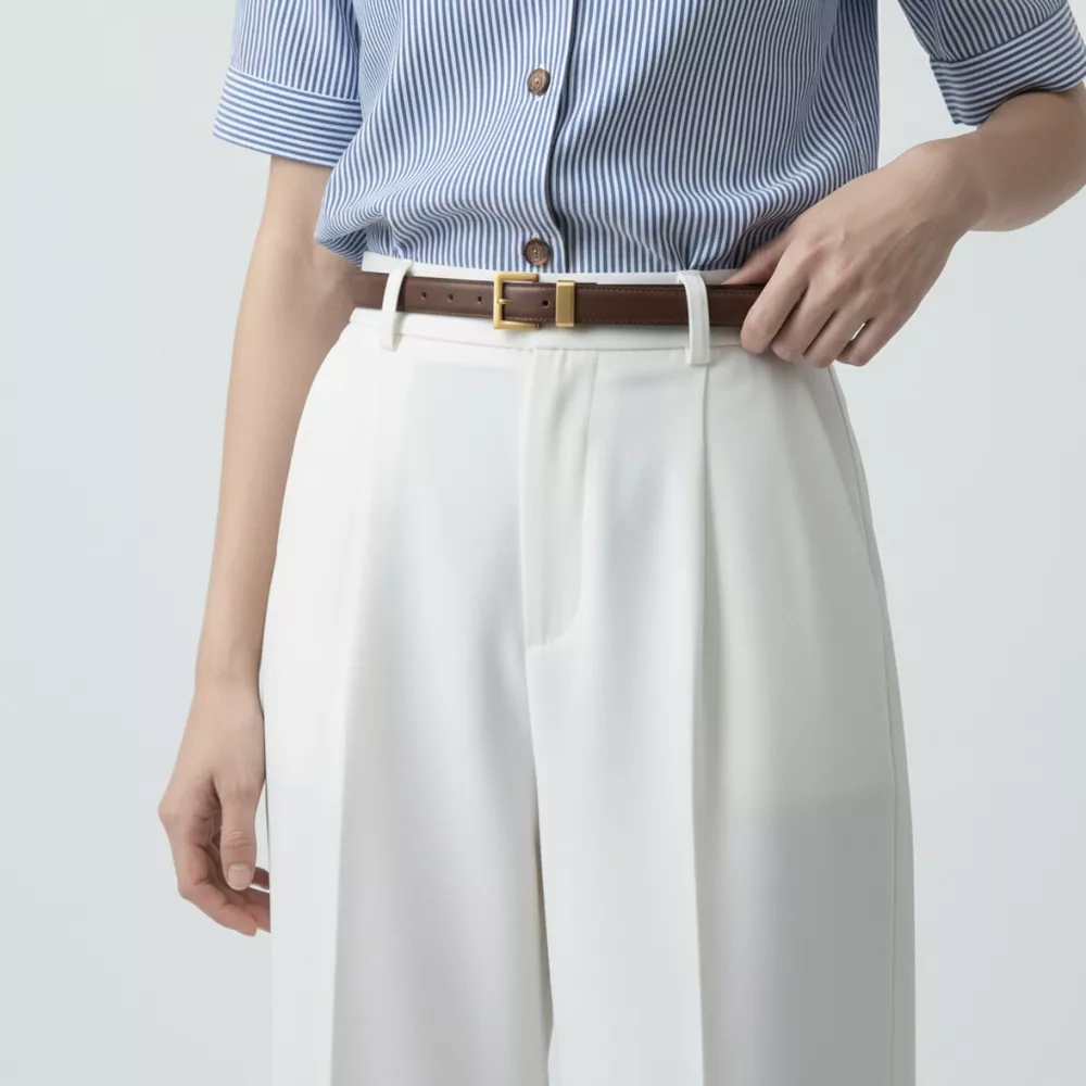 Leather Belt with Golden Buckle, image 2