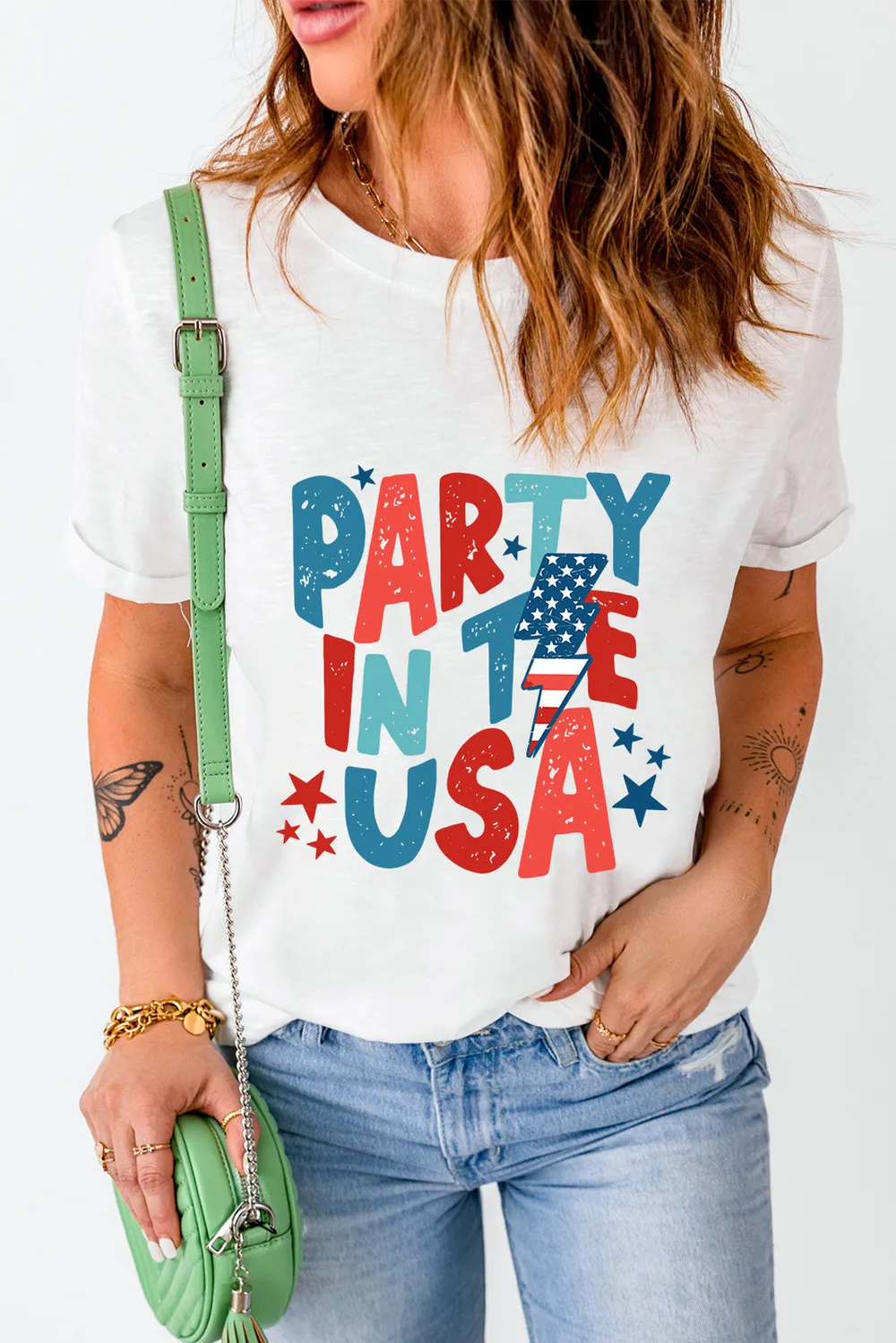 Letter Graphic Round Neck Short Sleeve T-Shirt, image 4