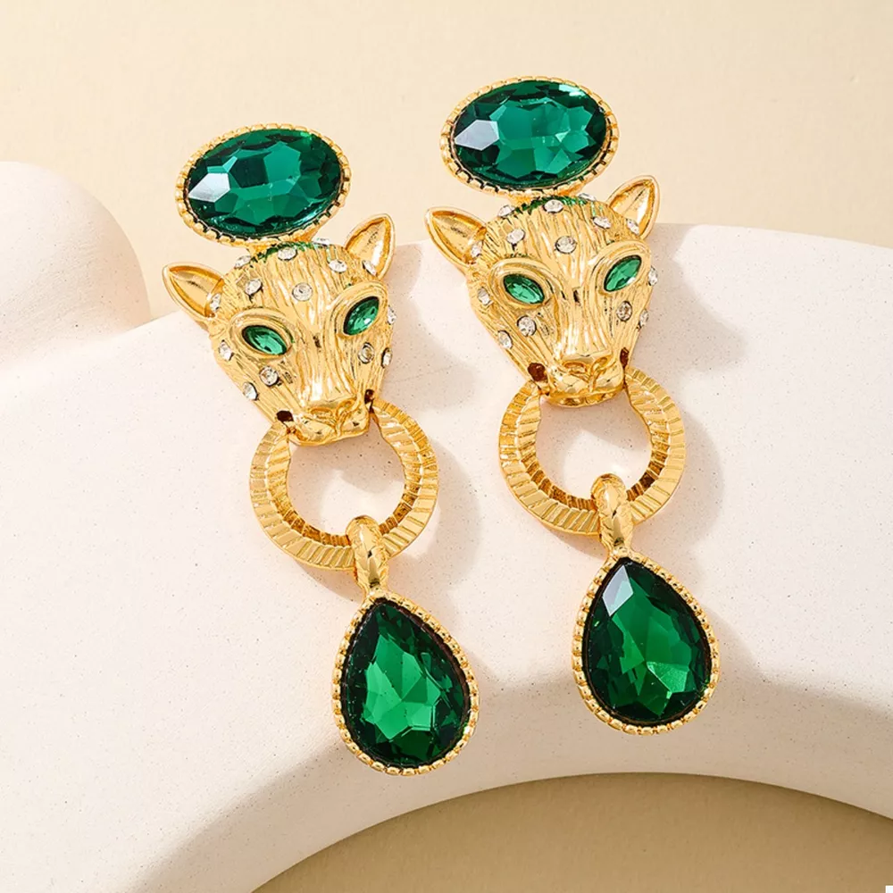 18K Gold-Plated Leopard Teardrop Earrings, image 2
