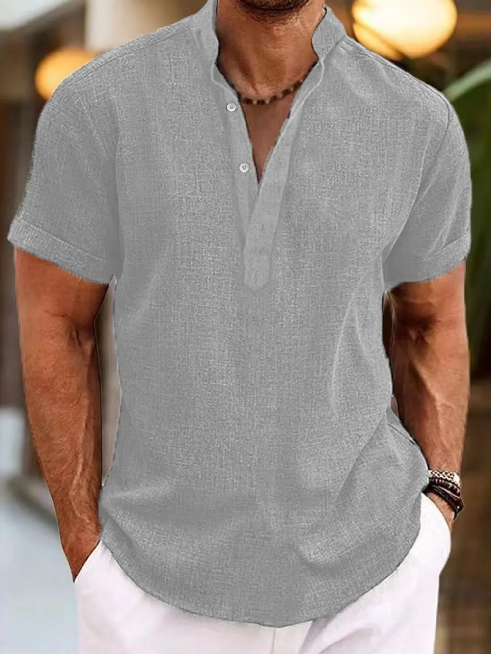 Men's Full Size Button Detail Short Sleeve Polo Plus Size, image 10