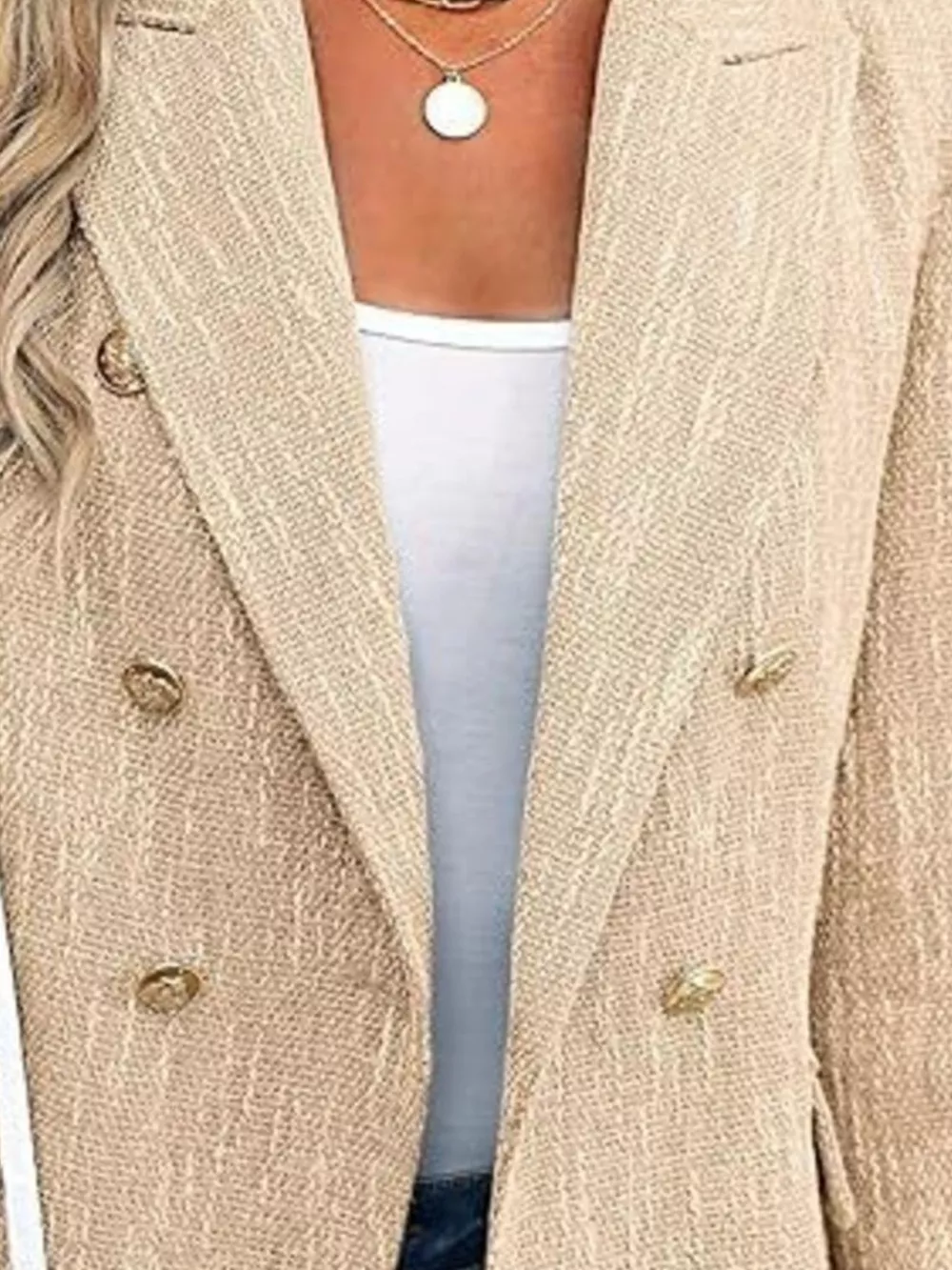 Double-Breasted Lapel Collar Blazer, image 15