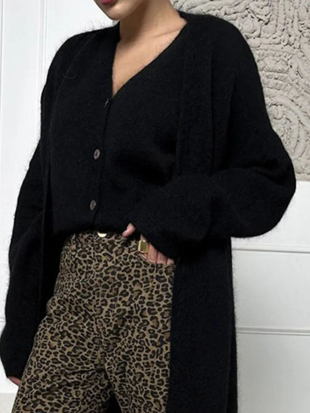 Fuzzy Open Front Solid Color Cardigan, image 22