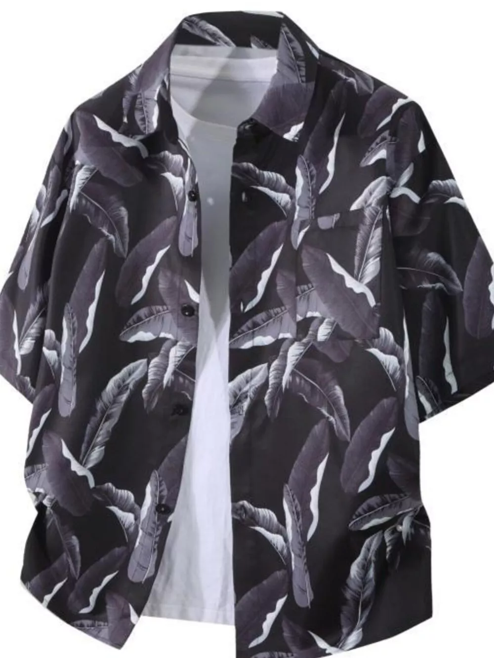 Men's Plus Size Tropical Print Short Sleeve Casual Shirt, image 13