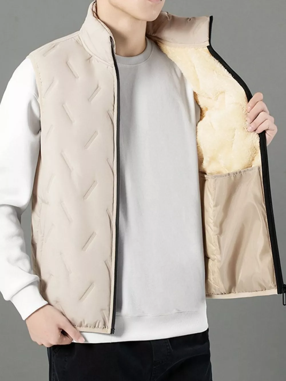 Men's Plus Size Zip Up Padded Quilted Vest, image 4