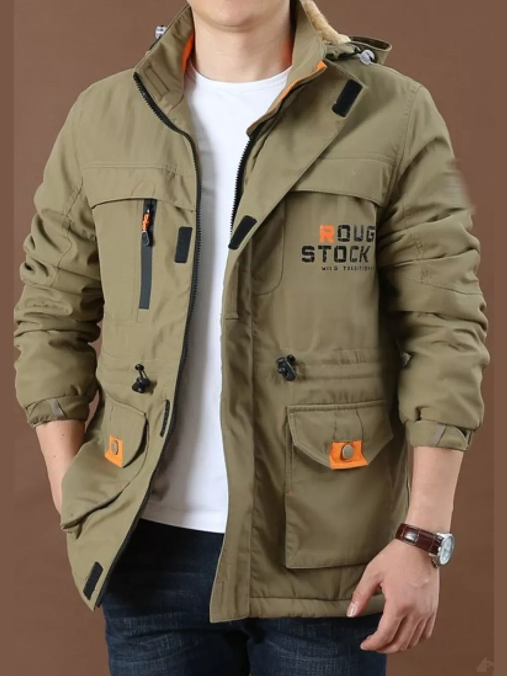 Men's Plus Size Warm Fleece Lined Hooded Jacket, image 3