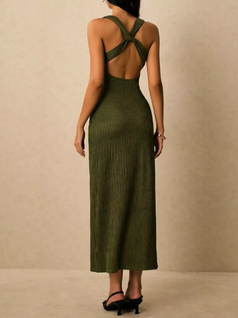 Sleeveless Ribbed Knit Midi Dress, image 27