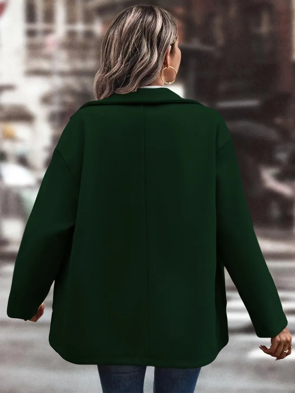 Pocketed Collared Neck Button Up Jacket, image 5