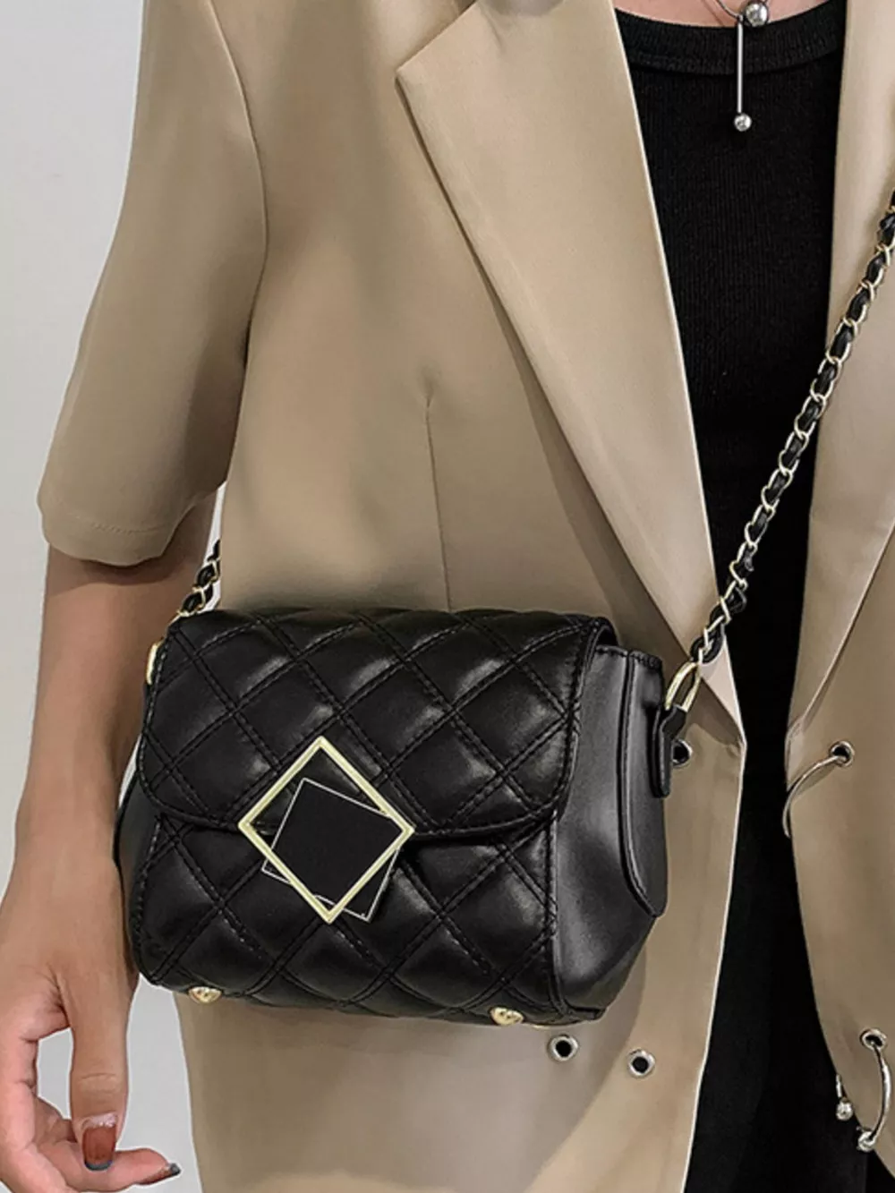 Quilted Flap Chain Crossbody Bag, image 7