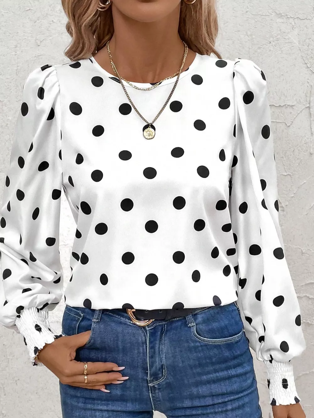 Polka Dot Long Sleeve Blouse, image 11