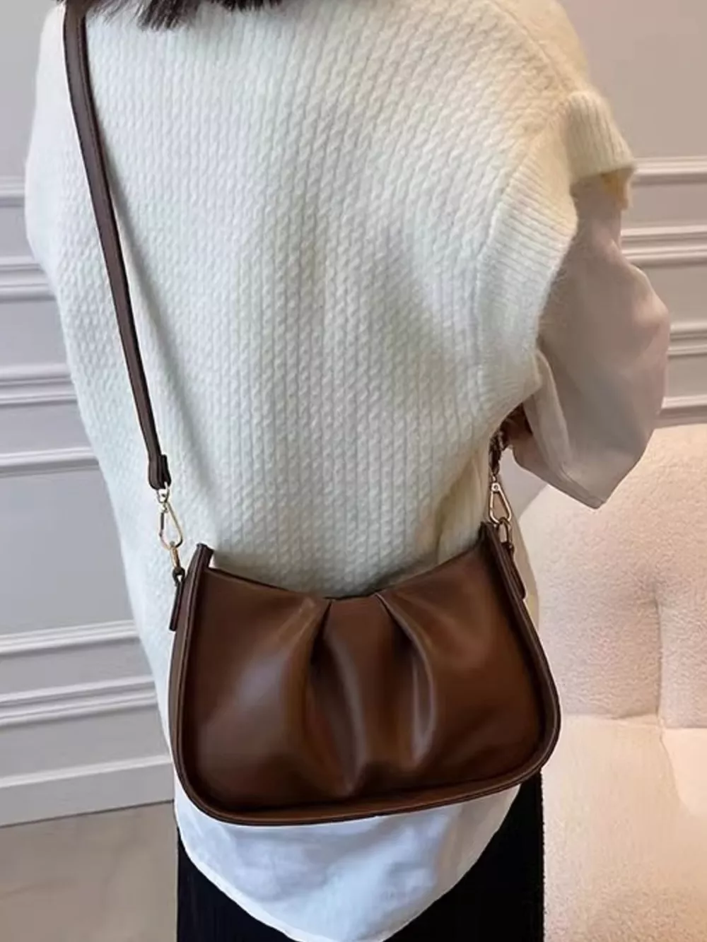 Ruched Braided Strap Crossbody Bag, image 5