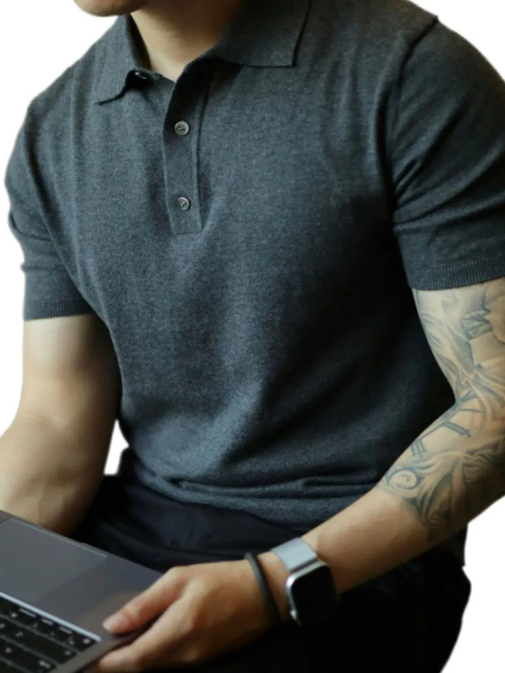 Men's Plus Size Button Detail Short Sleeve Polo, image 5