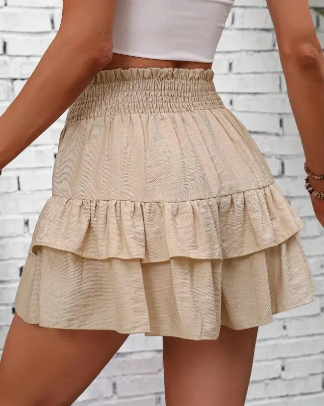 Ruffle Layered High Waist Casual Skort, image 29