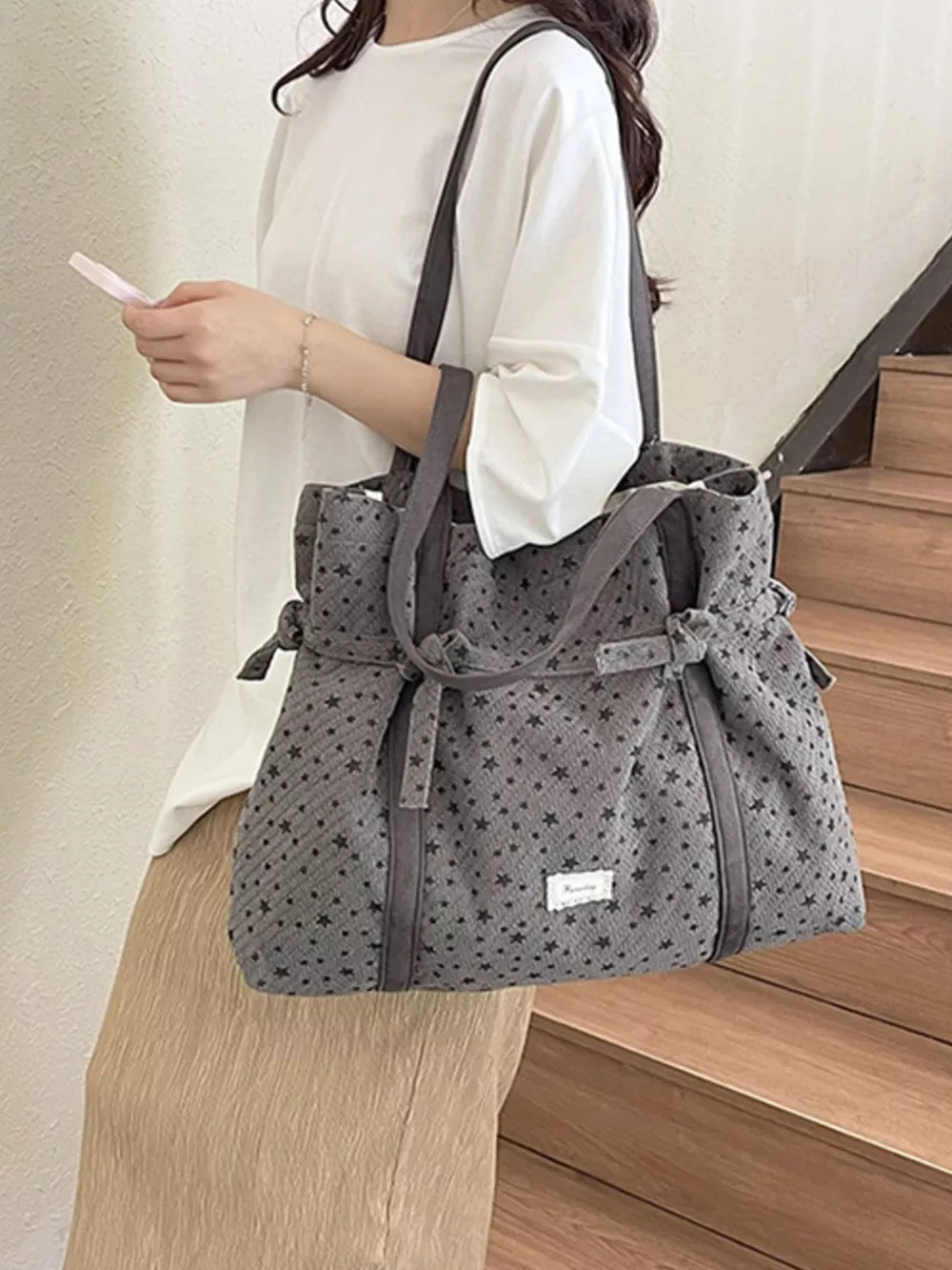 Star-Patterned Casual Shoulder Bag, image 3