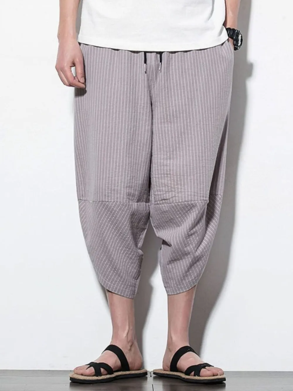 Men's Plus Size Striped Wide Leg Pants, image 5