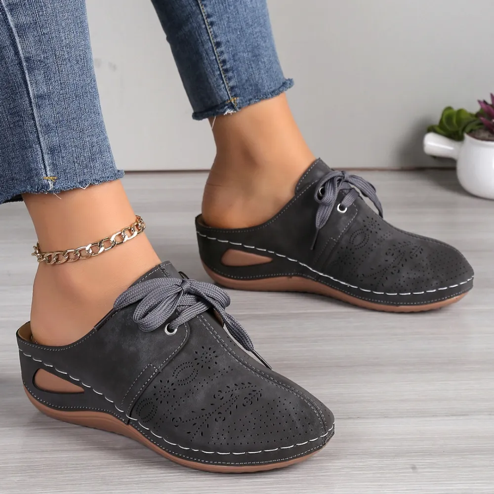 Lace-Up Round Toe Wedge Sandals, image 14