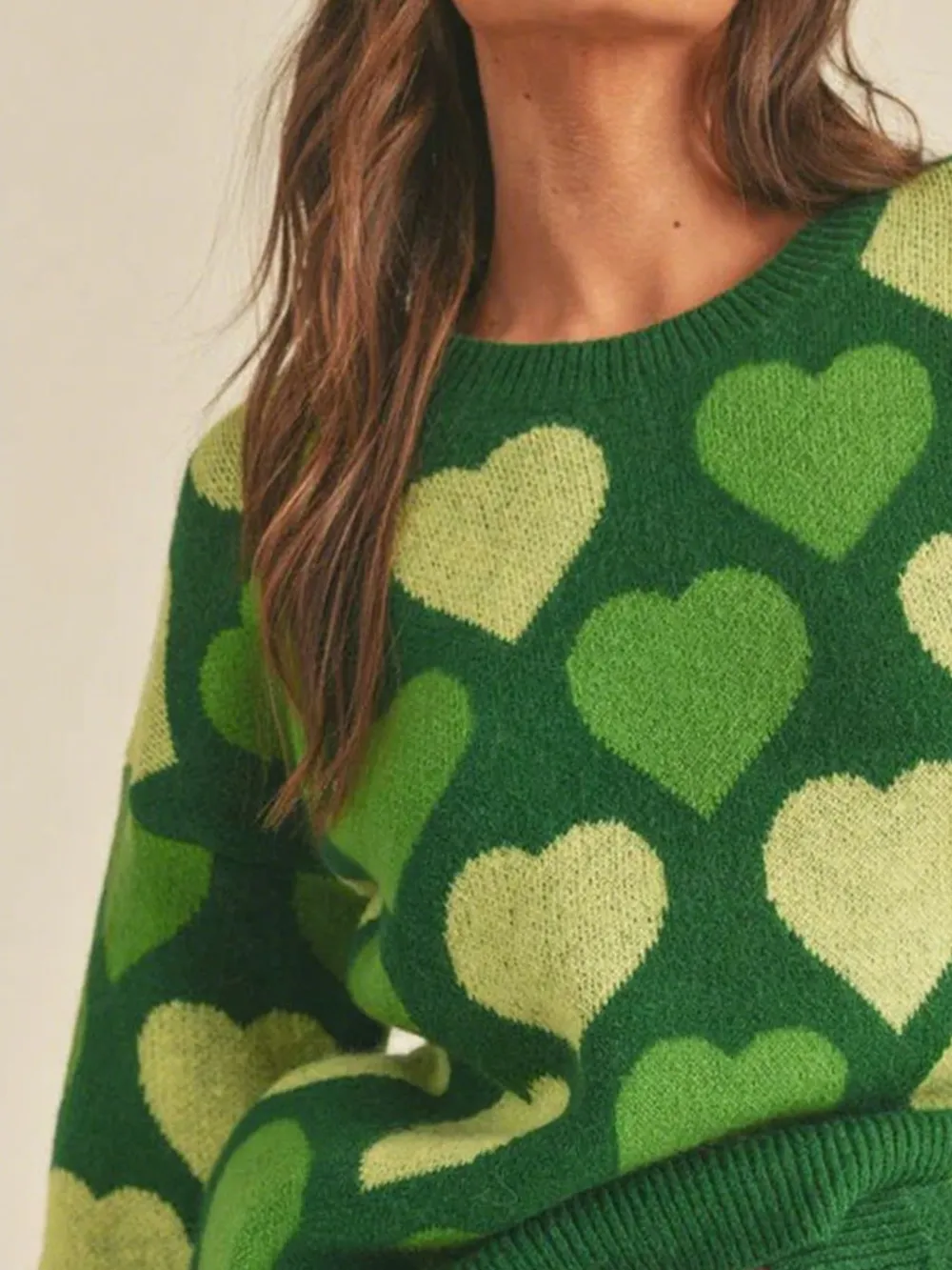 Heart Ribbed Hem Long Sleeve Sweater, image 4