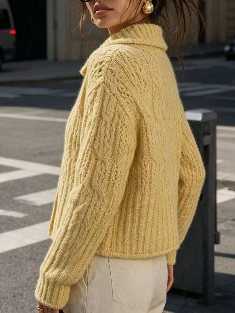 Cable-Knit Button Up Cardigan, image 11