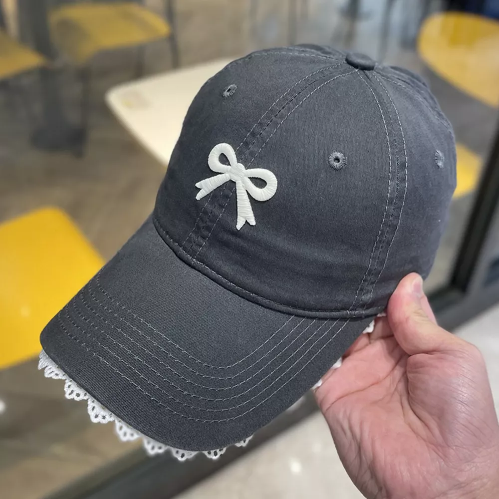 Lace Detail Bow Baseball Cap, image 8