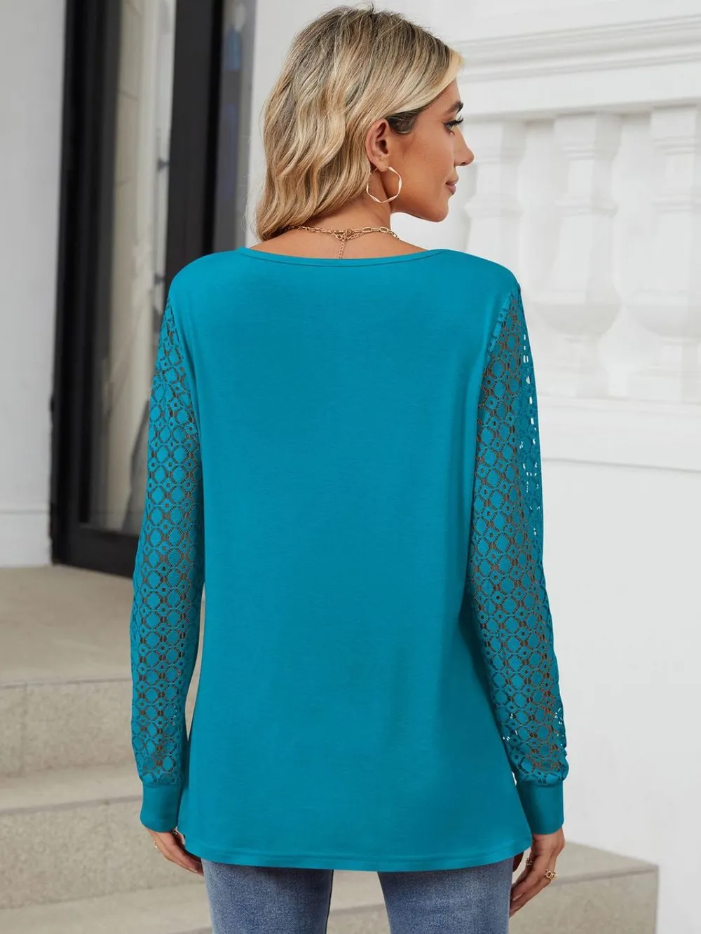 Cutout Round Neck Long Sleeve T-Shirt, image 13