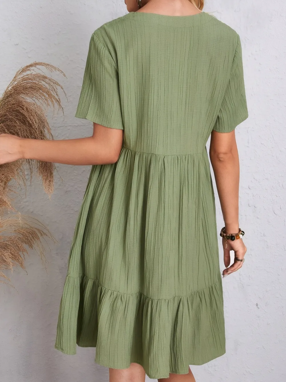 V-Neck Tiered Dress with Flutter Sleeves, image 5