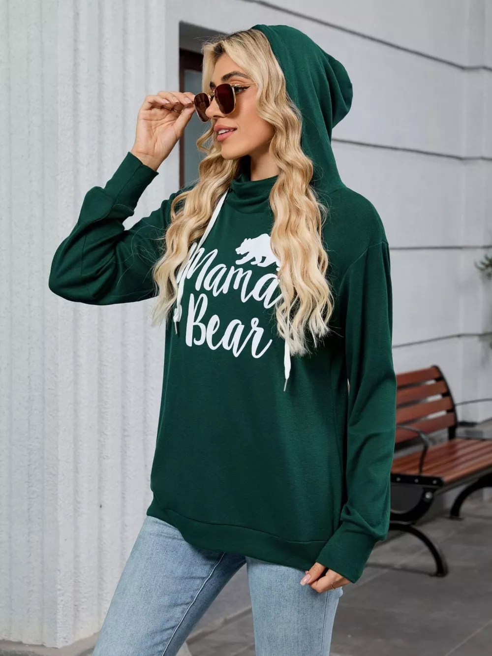Contrast Letter Graphic Drawstring Long Sleeve Hoodie, image 13