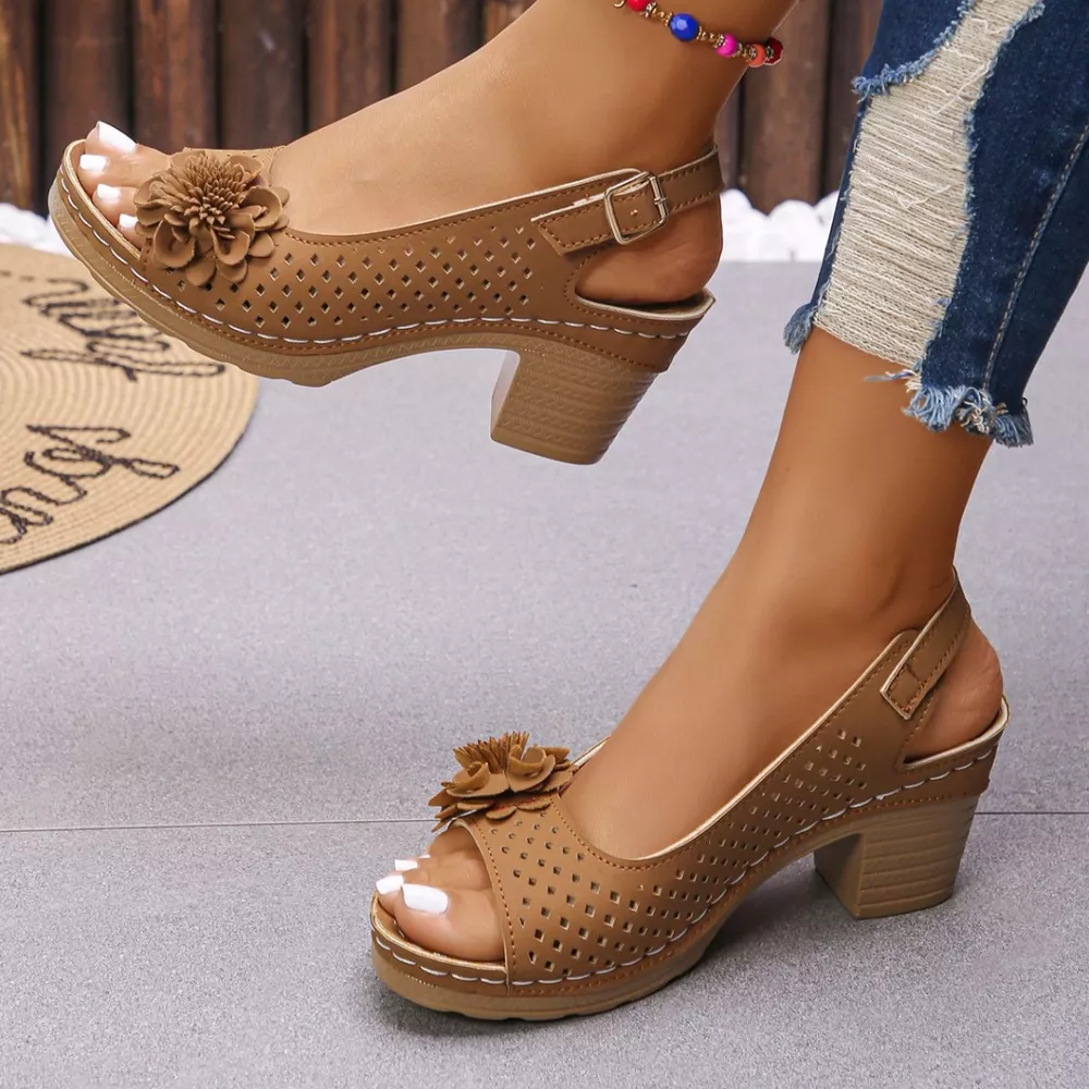 Floral Accent Block Heel Sandals, image 22