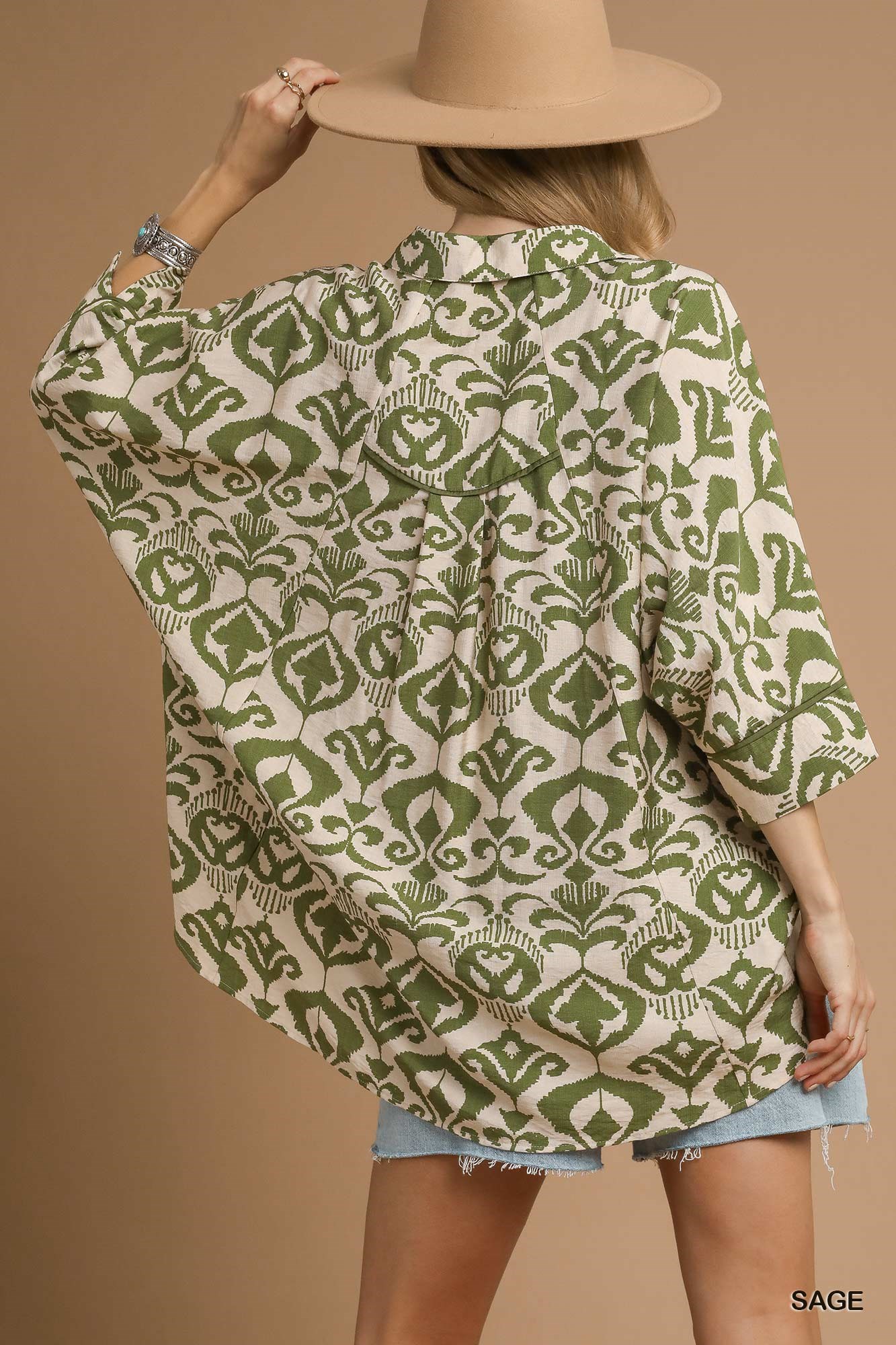 Abstract Print Button-Up Oversized Shirt, image 6