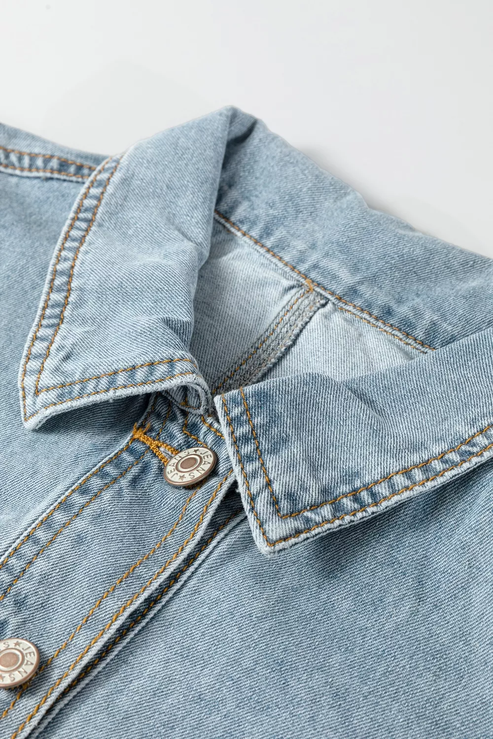 Draw-cord Hem Light Wash Denim Jacket, image 5