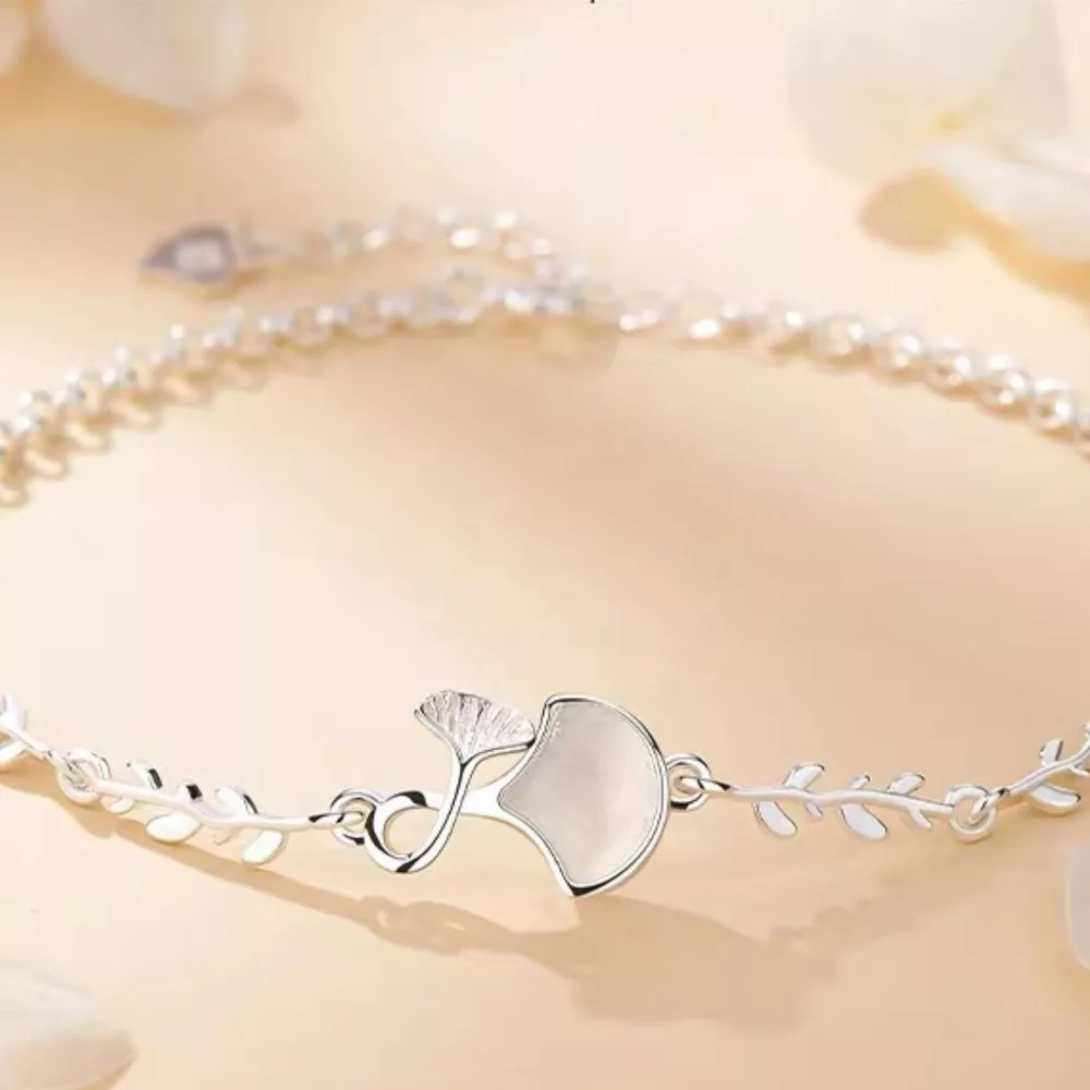 925 Sterling Silver Ginkgo Leaf Bracelet, image 4