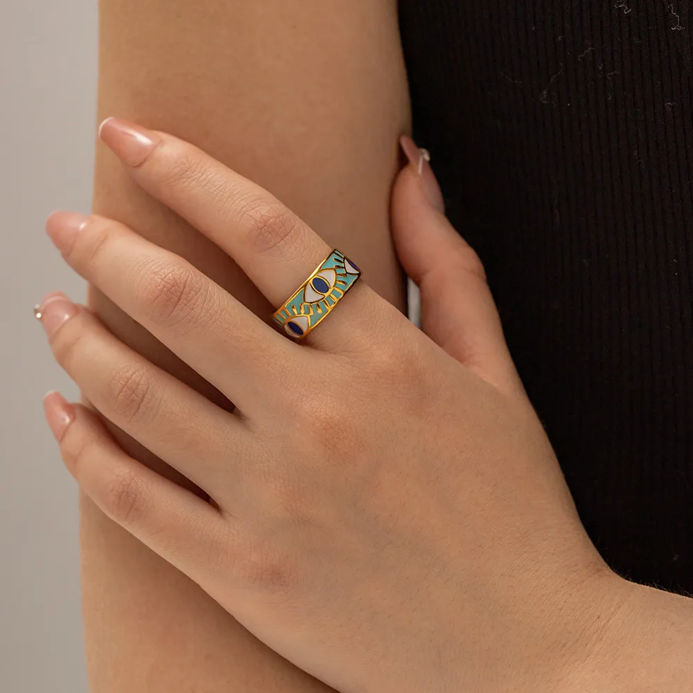 Stainless Steel Evil Eye Ring, image 2