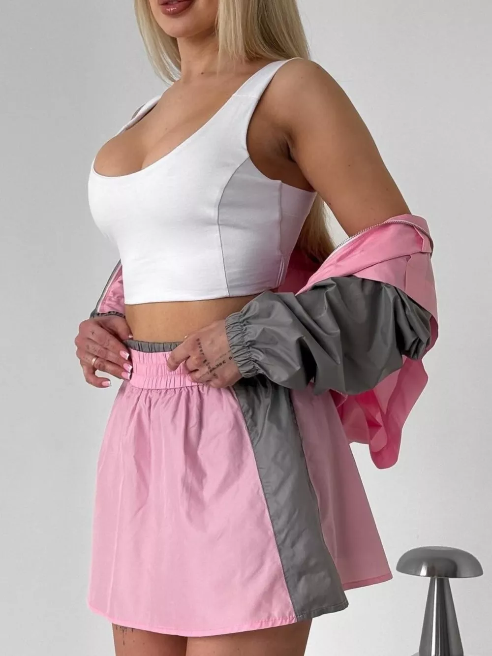 Color Block Outerwear and Skirt Set, image 3